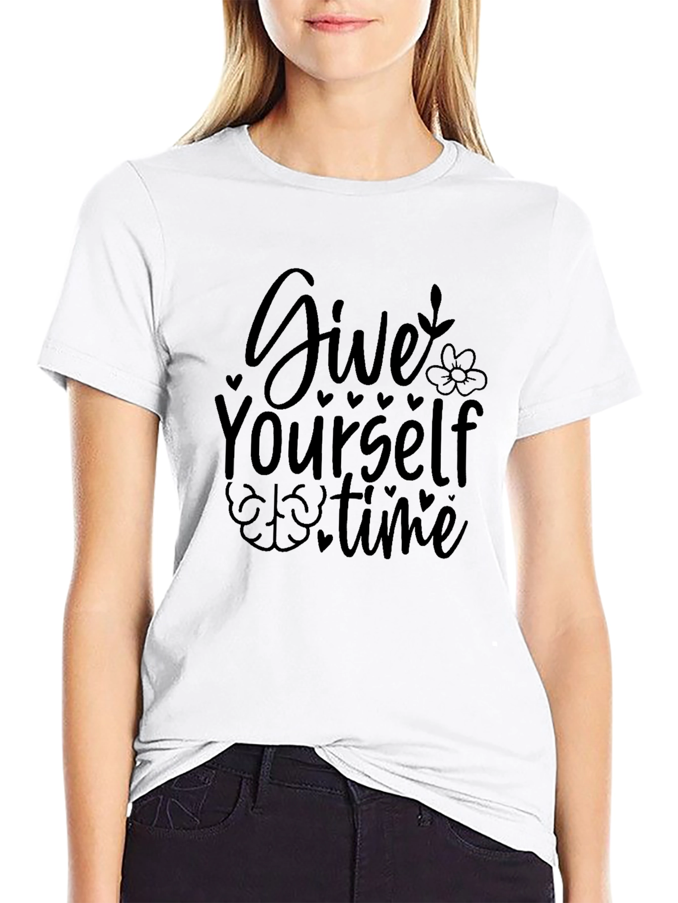 Give Yourself Time Black Graphic Tee Shirt
