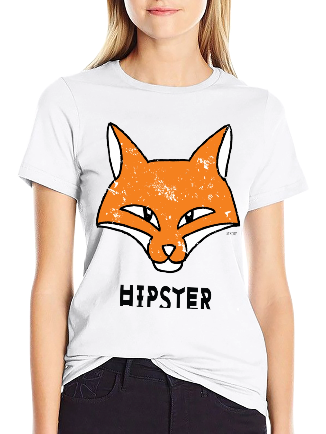 Hipster Fox Graphic Tee - Unisex Black T-Shirt
