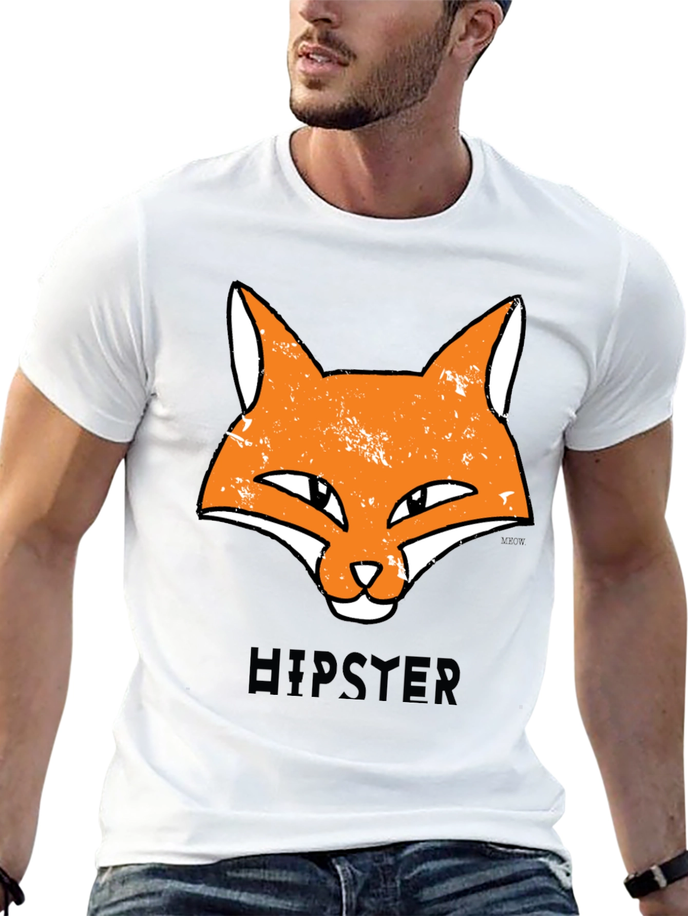 Hipster Fox Graphic Tee - Unisex Black T-Shirt