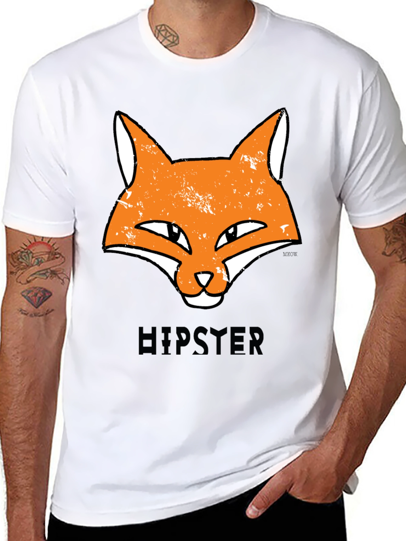 Hipster Fox Graphic Tee - Unisex Black T-Shirt