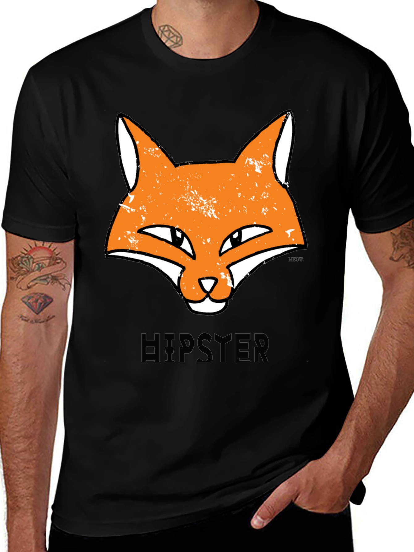 Hipster Fox Graphic Tee - Unisex Black T-Shirt