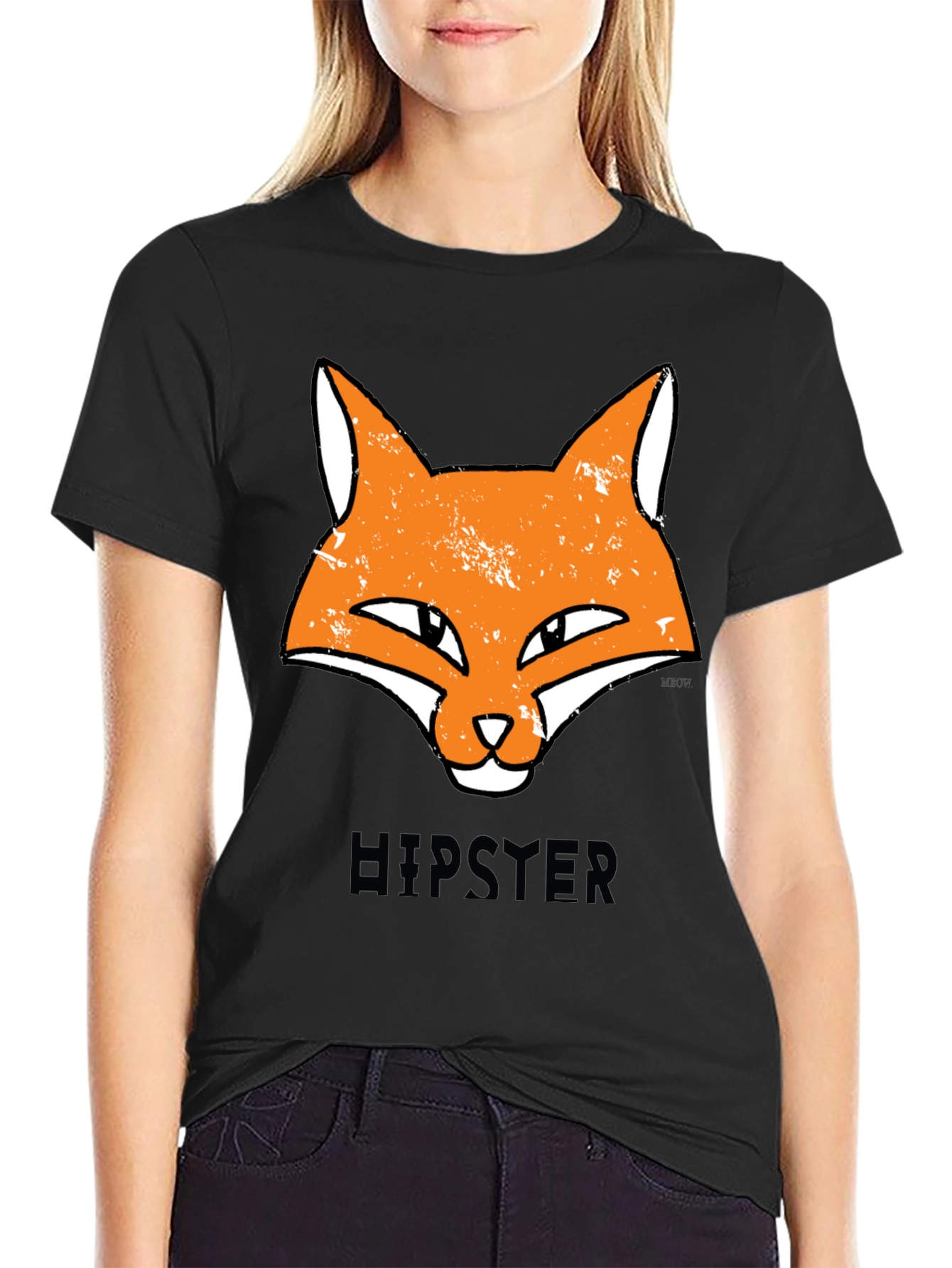 Hipster Fox Graphic Tee - Unisex Black T-Shirt