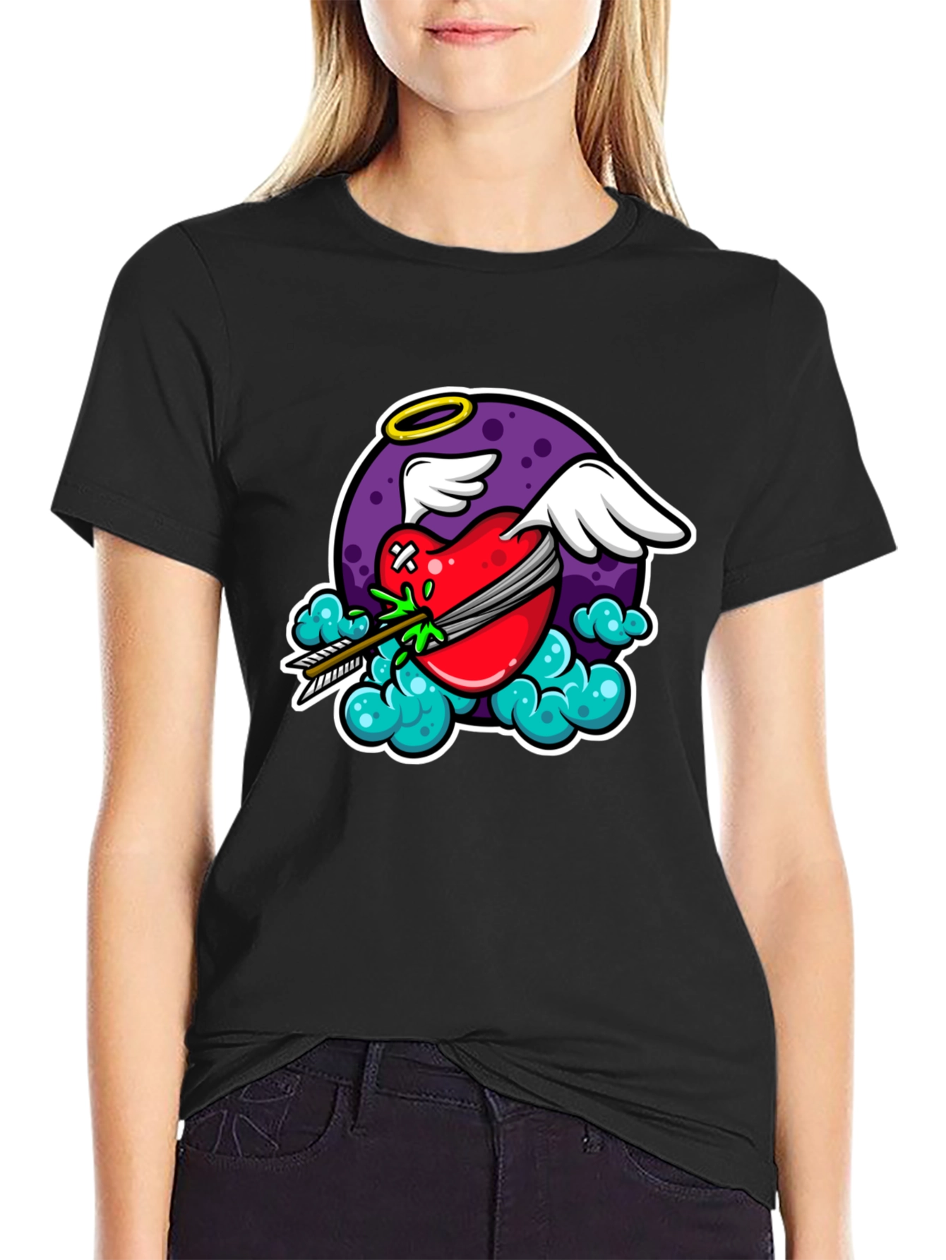 Cupids Arrow Black Graphic T-Shirt