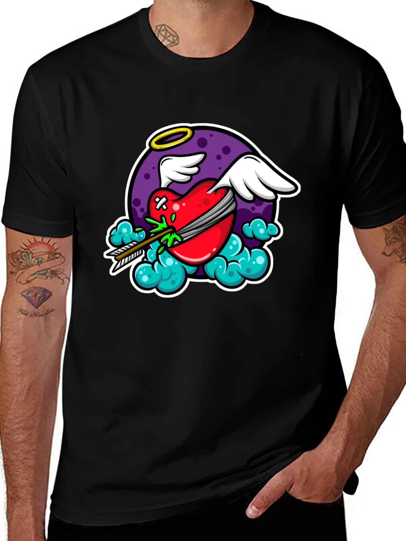 Cupids Arrow Black Graphic T-Shirt