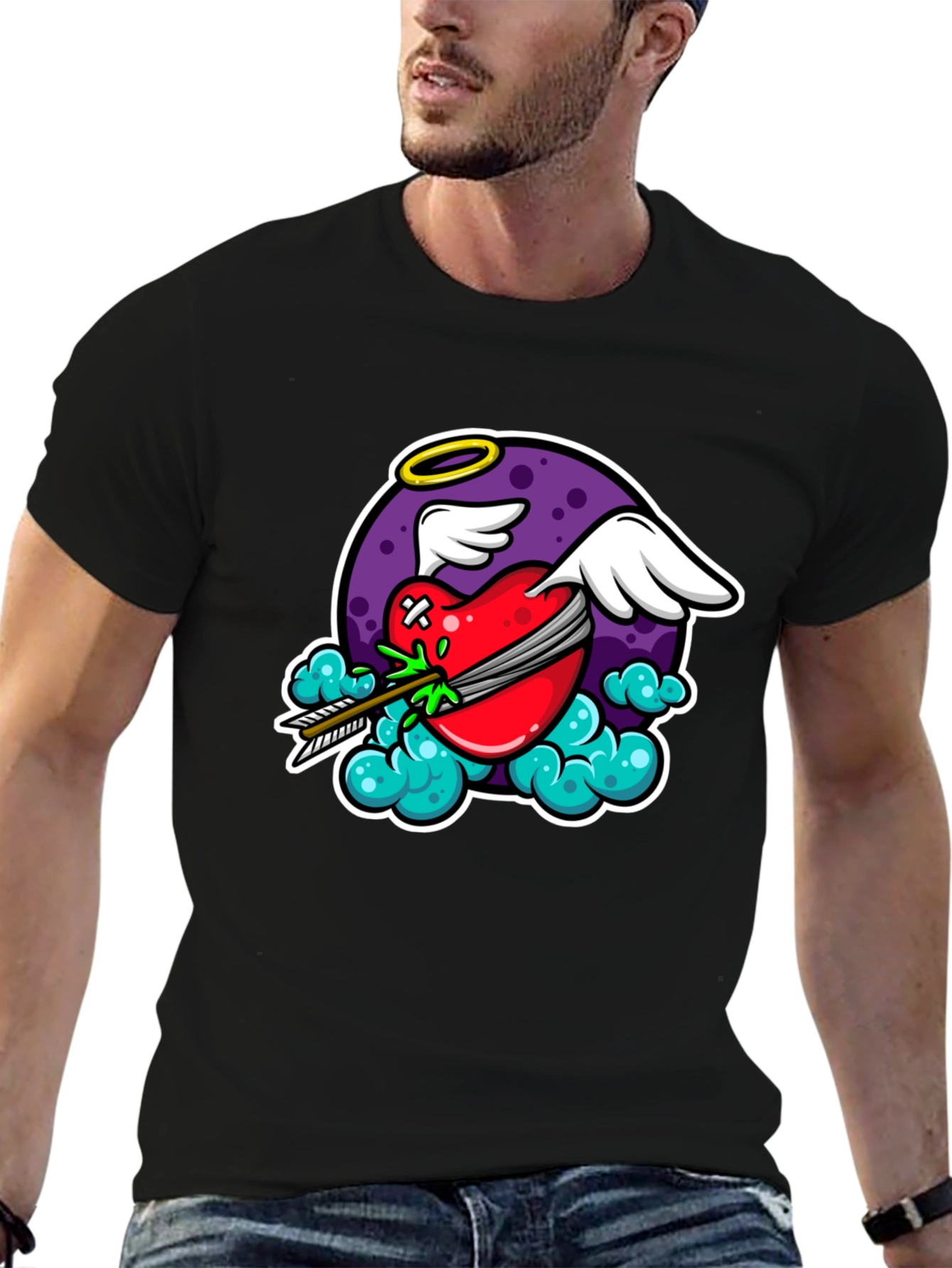 Cupids Arrow Black Graphic T-Shirt