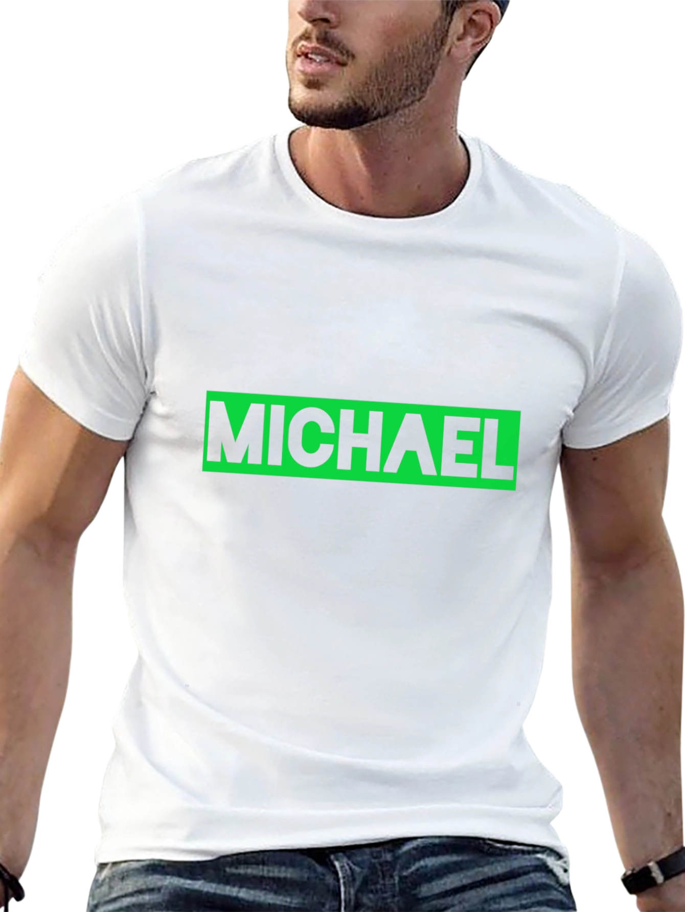 MICHAEL T-Shirt - Classic Green on Black Design