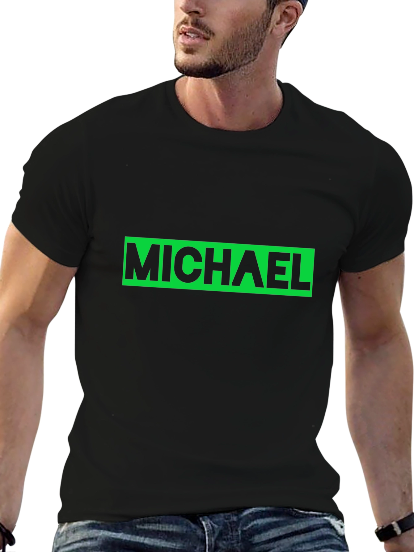 MICHAEL T-Shirt - Classic Green on Black Design