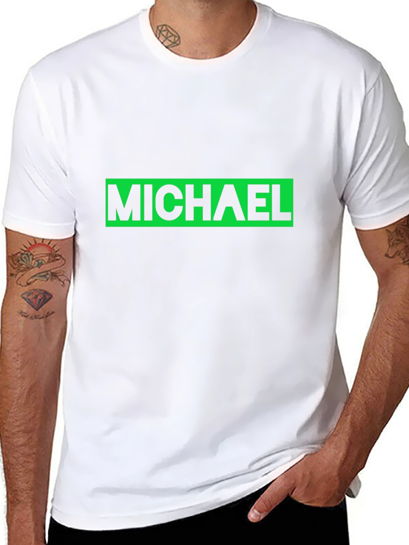 MICHAEL T-Shirt - Classic Green on Black Design