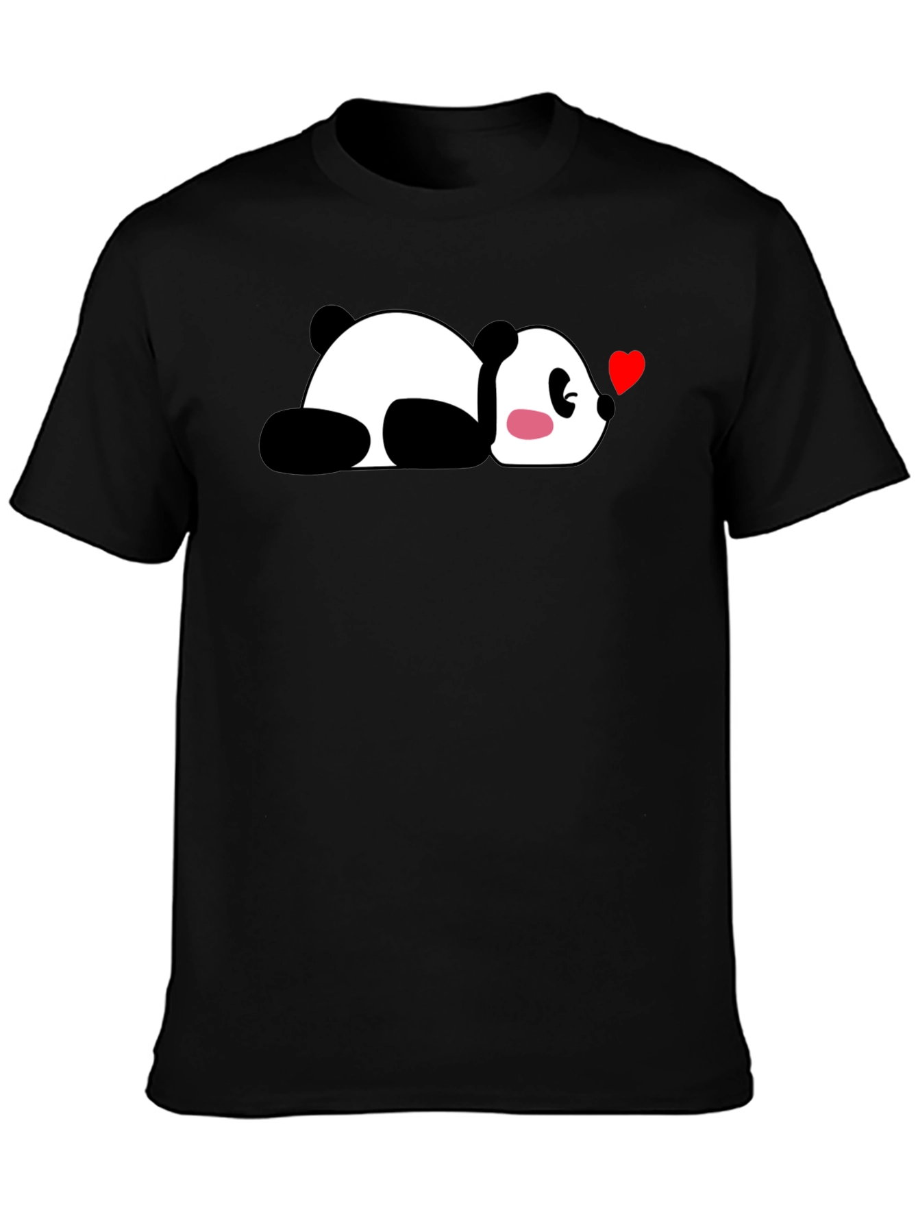 Cute Panda Heart T-Shirt - Casual Black Tee