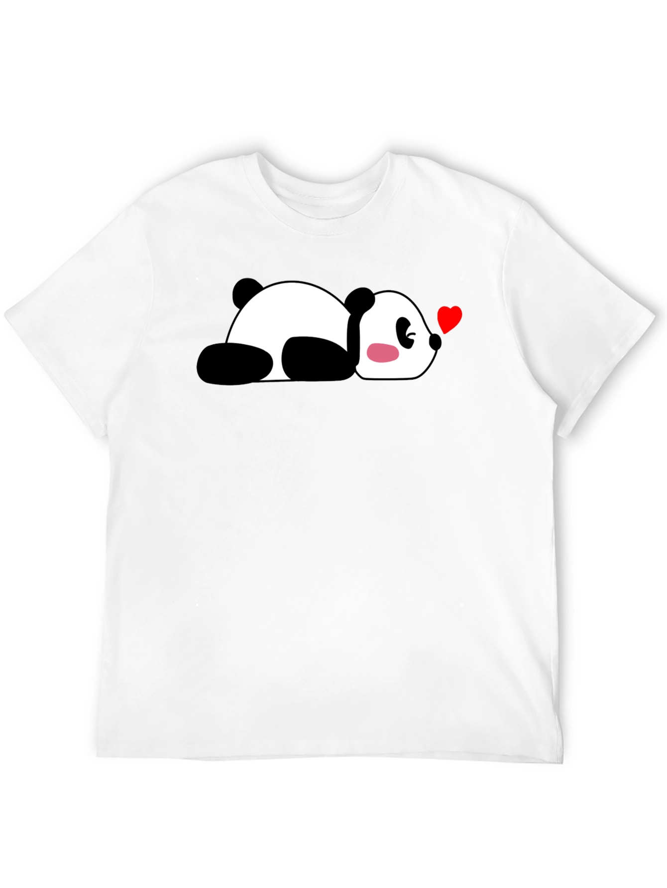 Cute Panda Heart T-Shirt - Casual Black Tee
