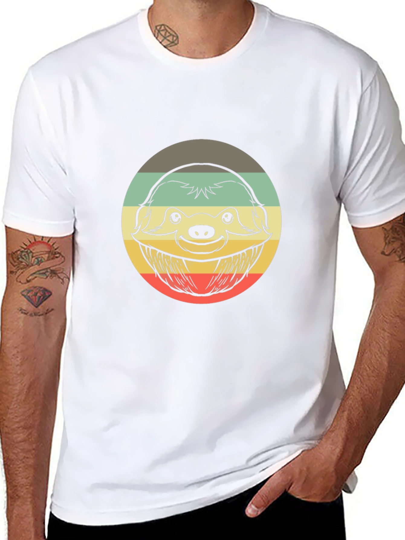 Retro Sloth Graphic T-Shirt - Casual Comfort