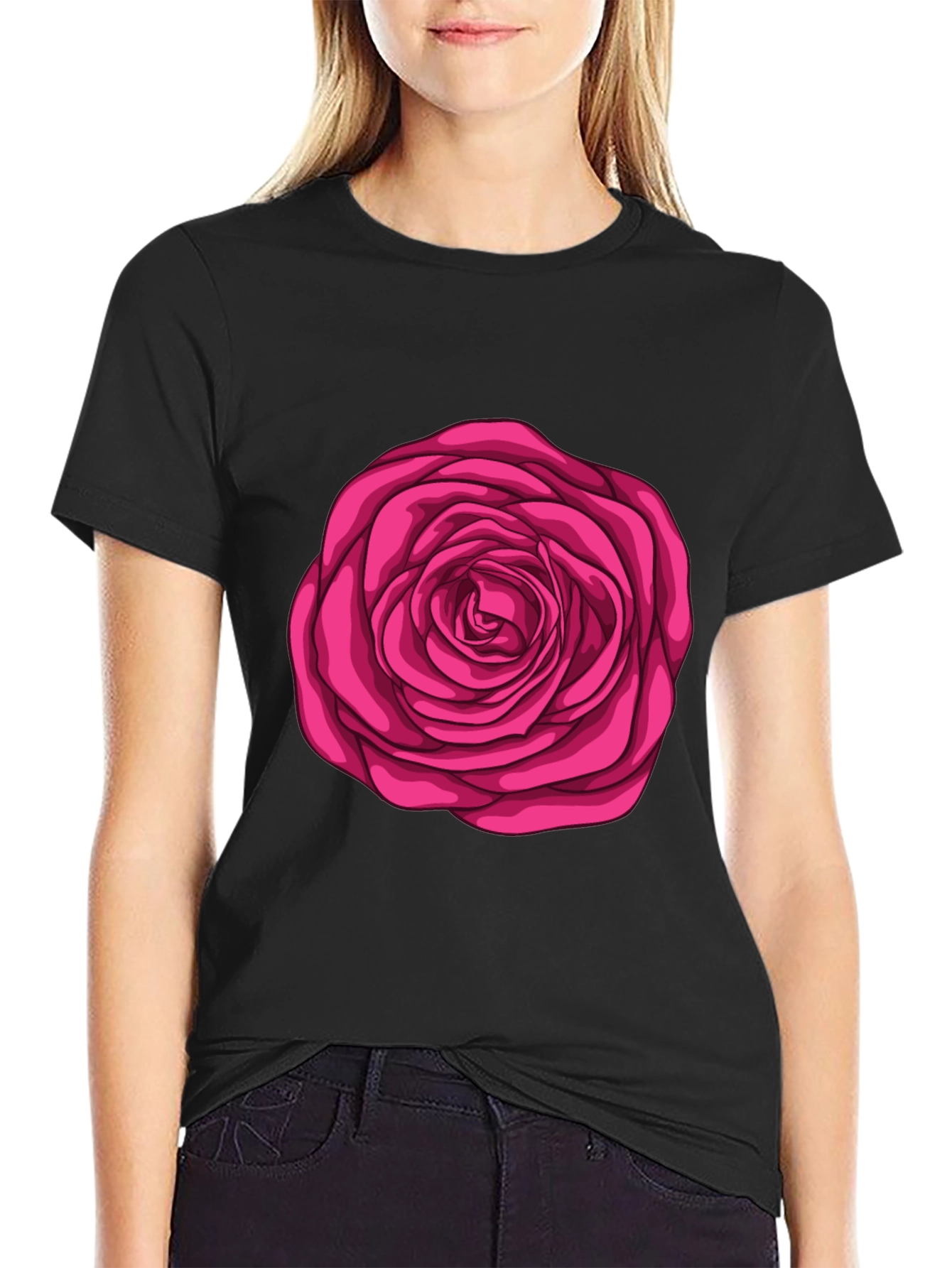 Rose Graphic Black T-Shirt