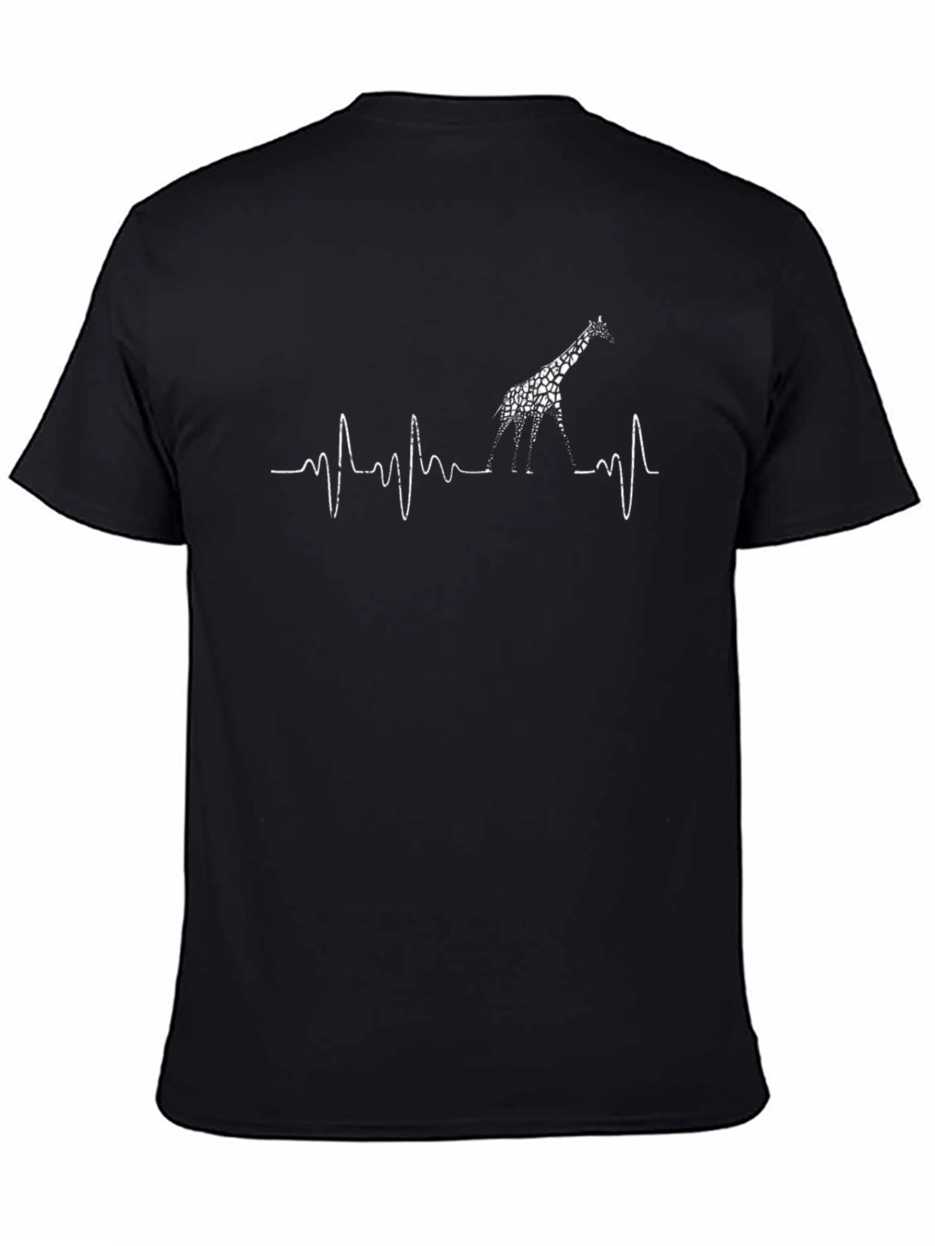 Giraffe Heartbeat Graphic Tee - Mens Black T-Shirt