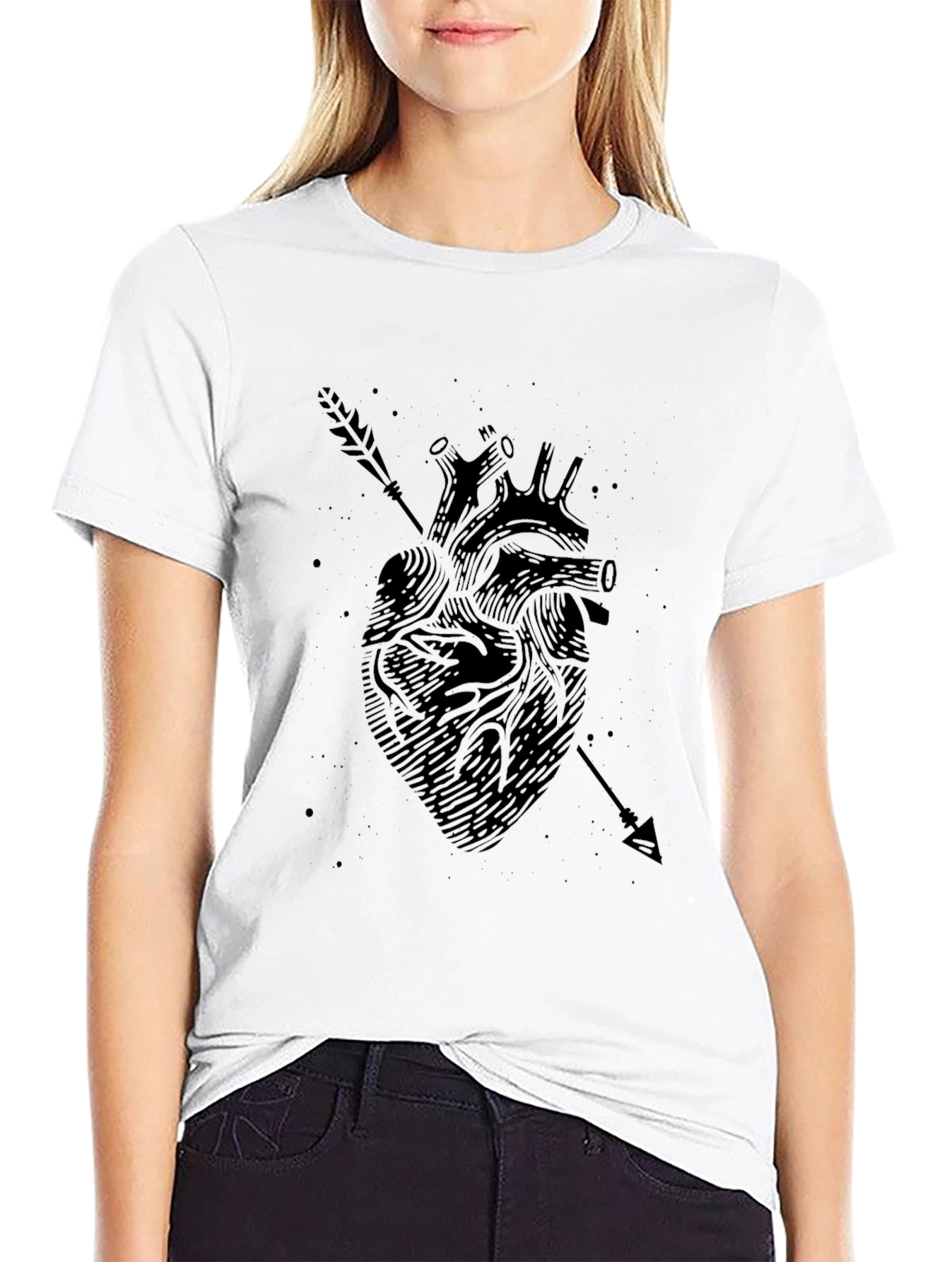 Anatomical Heart Arrow Tee - Edgy Graphic T-Shirt