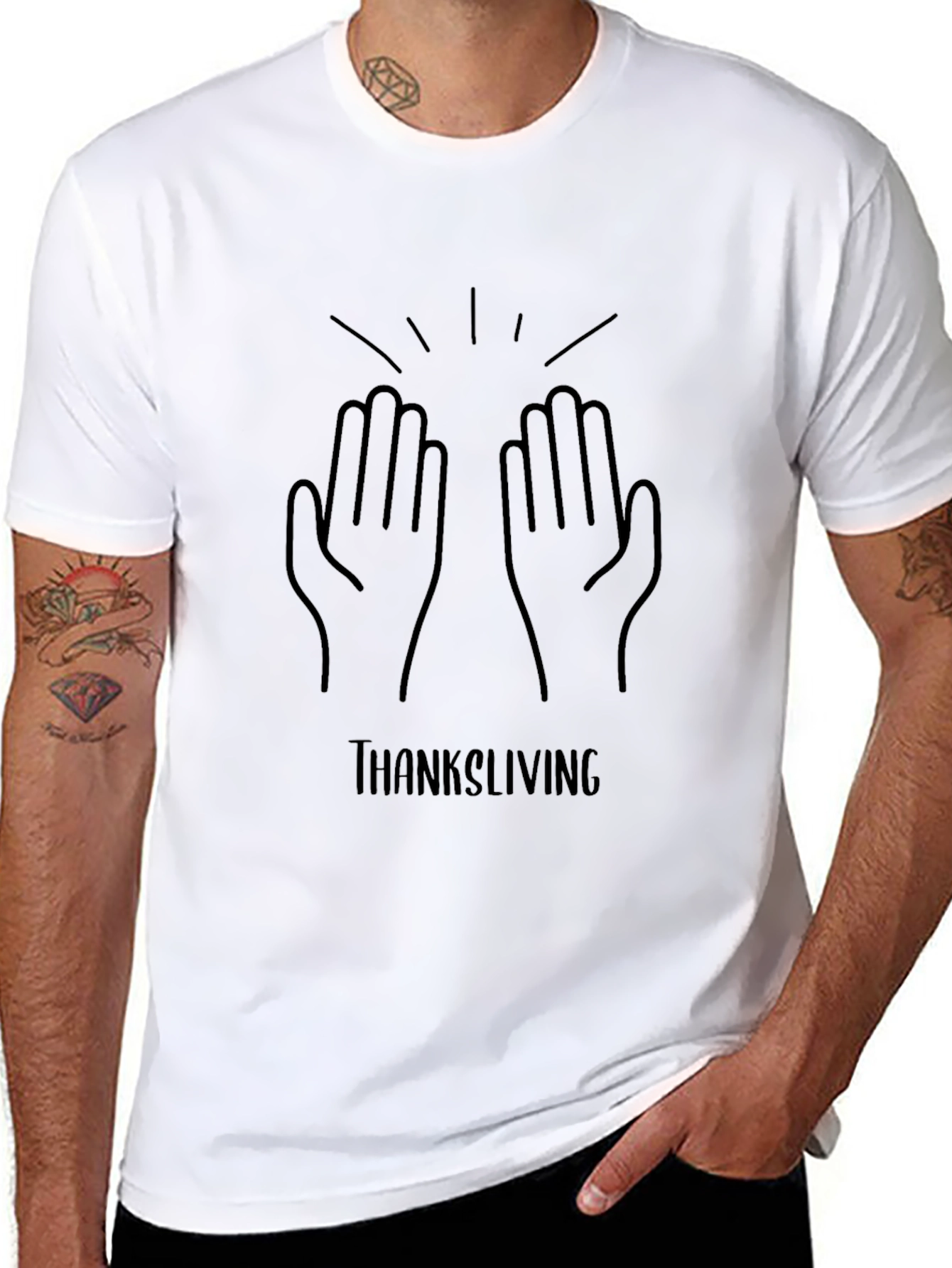 Thanksgiving High Five Graphic Tee - Black