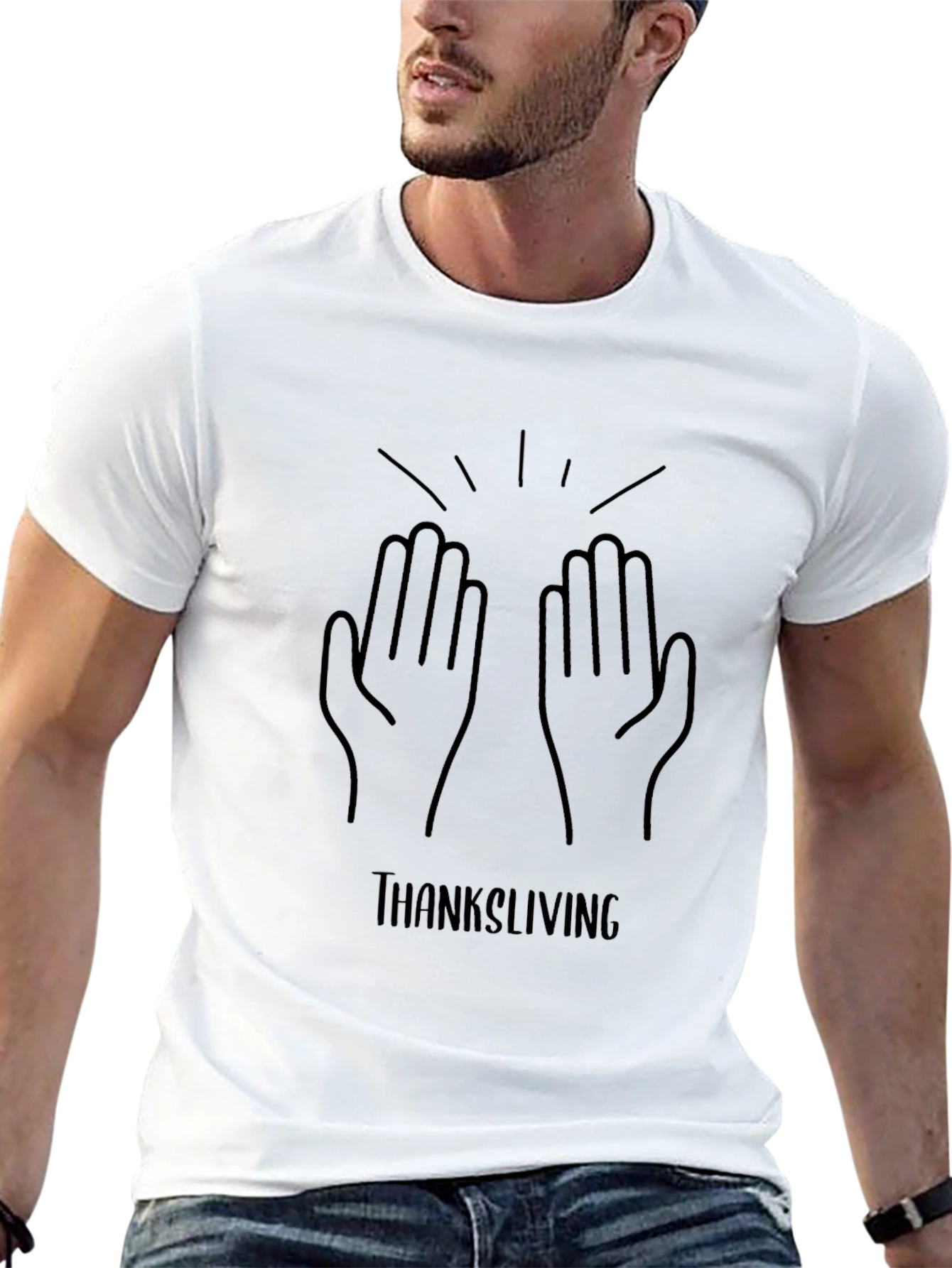 Thanksgiving High Five Graphic Tee - Black