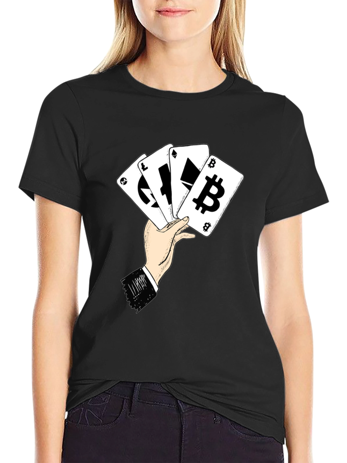 Crypto Cards T-Shirt - Bitcoin Ethereum Litecoin