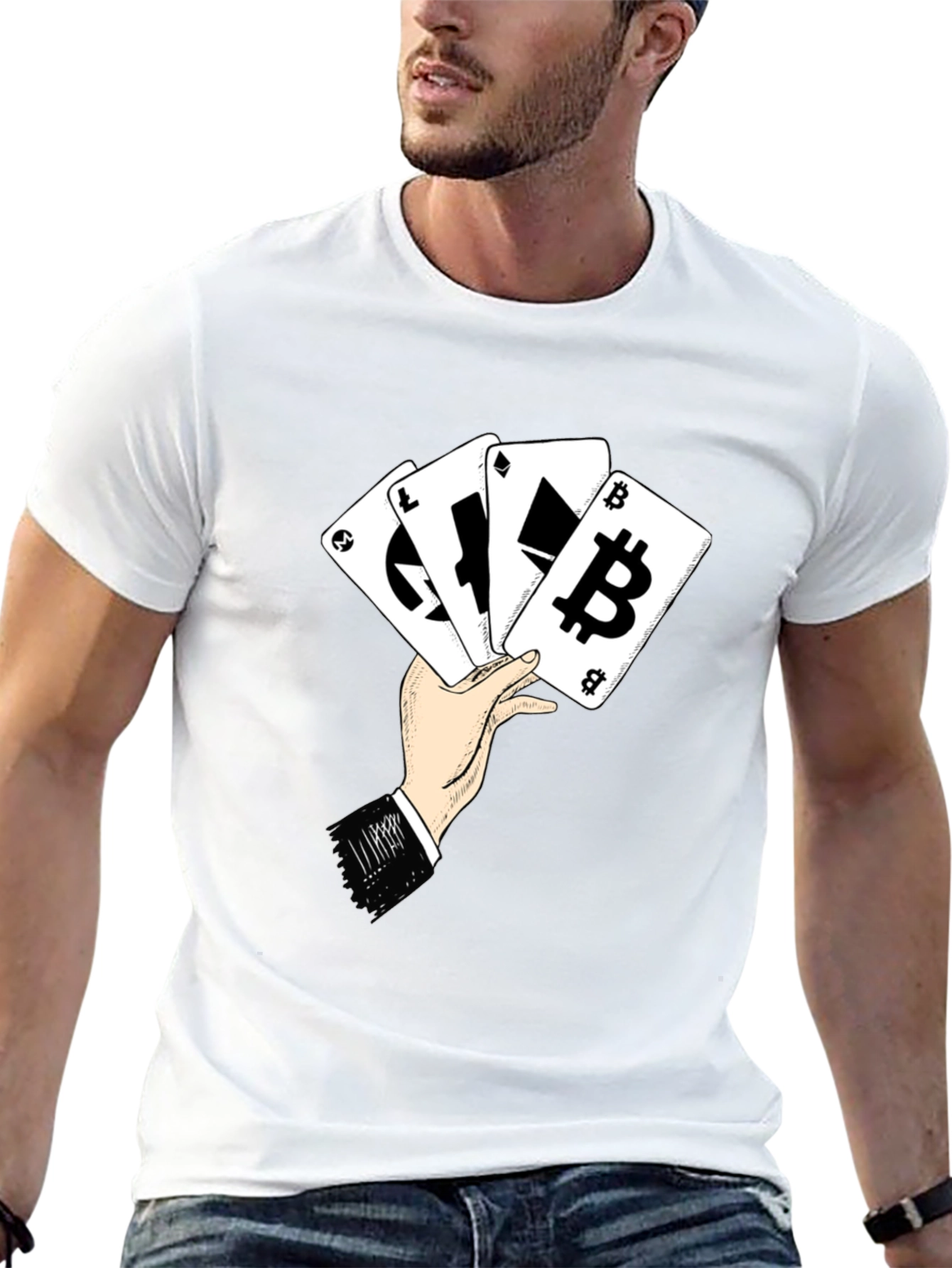 Crypto Cards T-Shirt - Bitcoin Ethereum Litecoin