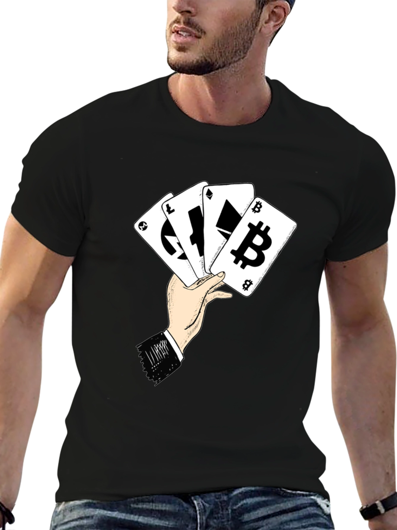 Crypto Cards T-Shirt - Bitcoin Ethereum Litecoin