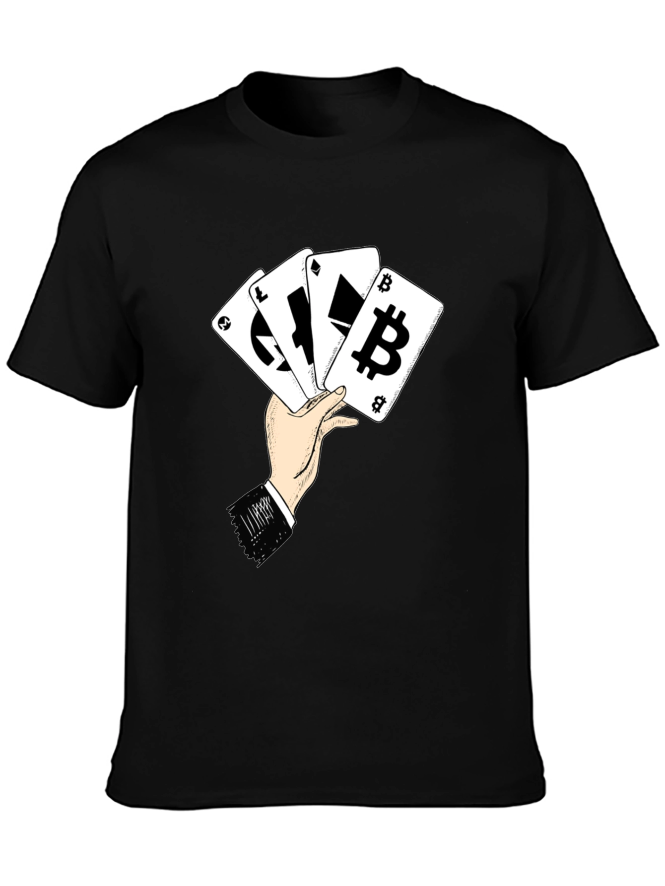 Crypto Cards T-Shirt - Bitcoin Ethereum Litecoin