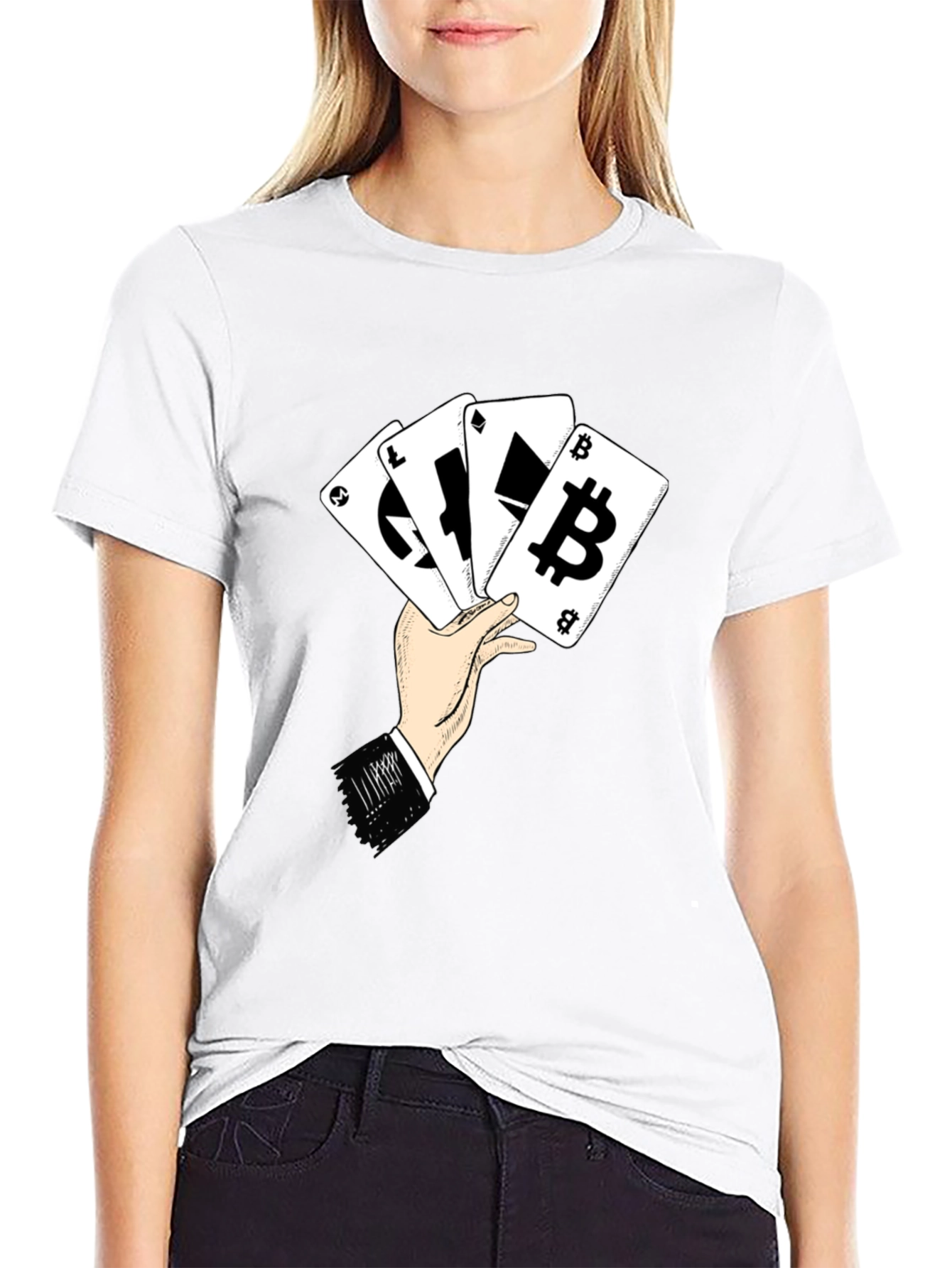 Crypto Cards T-Shirt - Bitcoin Ethereum Litecoin