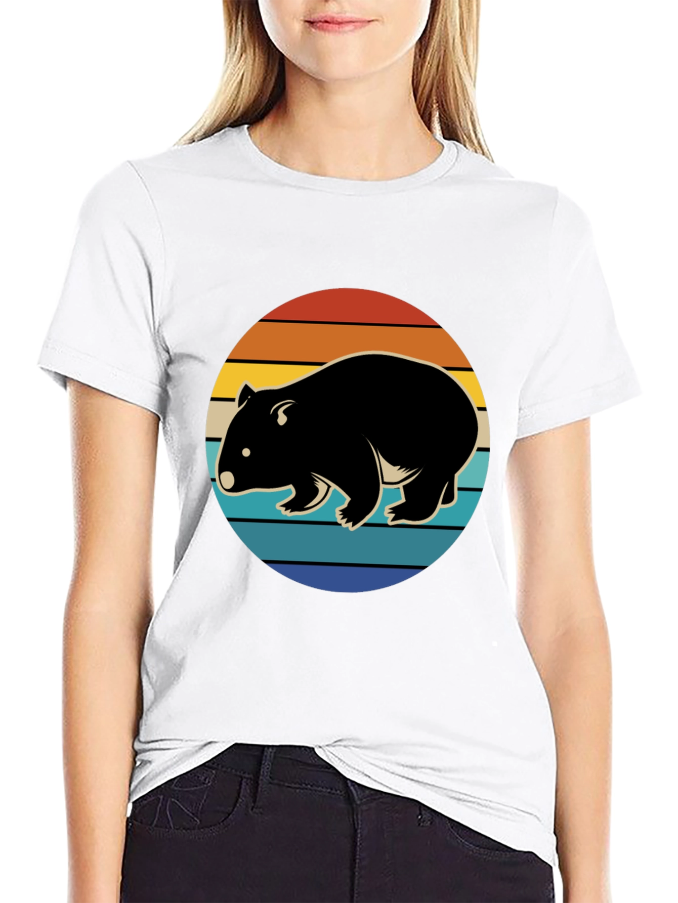 Wombat Sunset Graphic T-Shirt - Retro Style