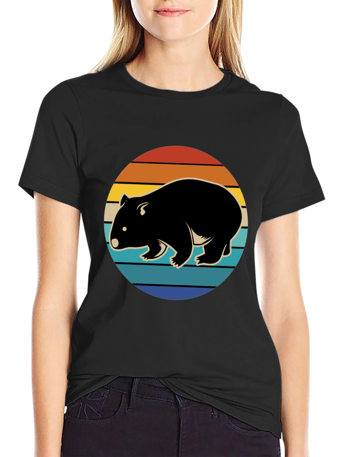 Wombat Sunset Graphic T-Shirt - Retro Style