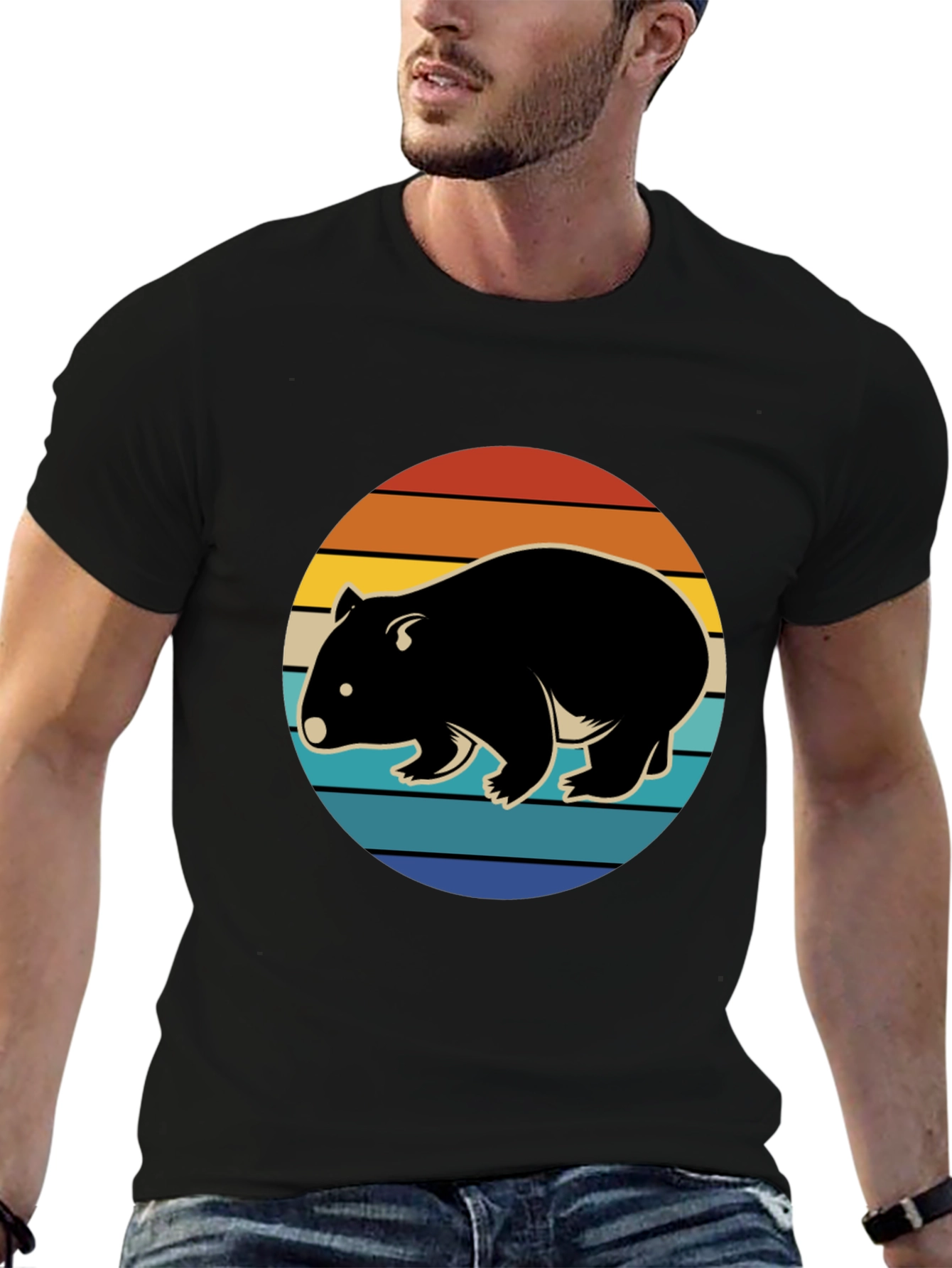 Wombat Sunset Graphic T-Shirt - Retro Style