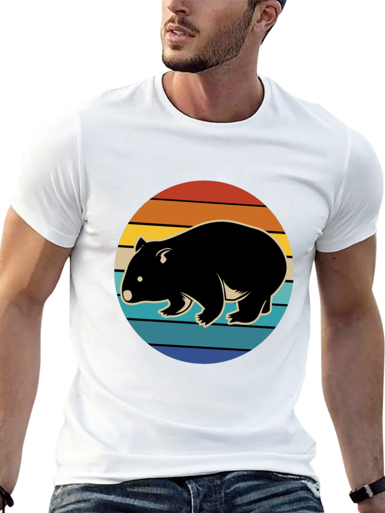 Wombat Sunset Graphic T-Shirt - Retro Style