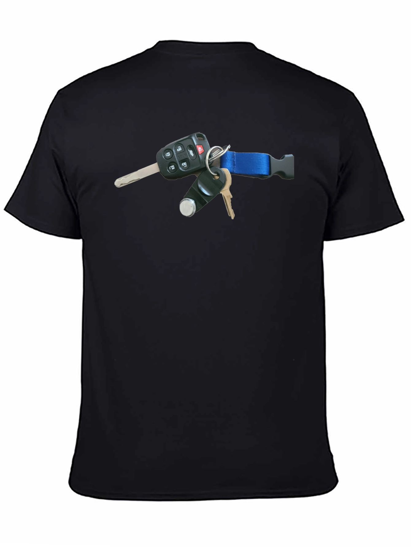 Black T-Shirt with Keys Design