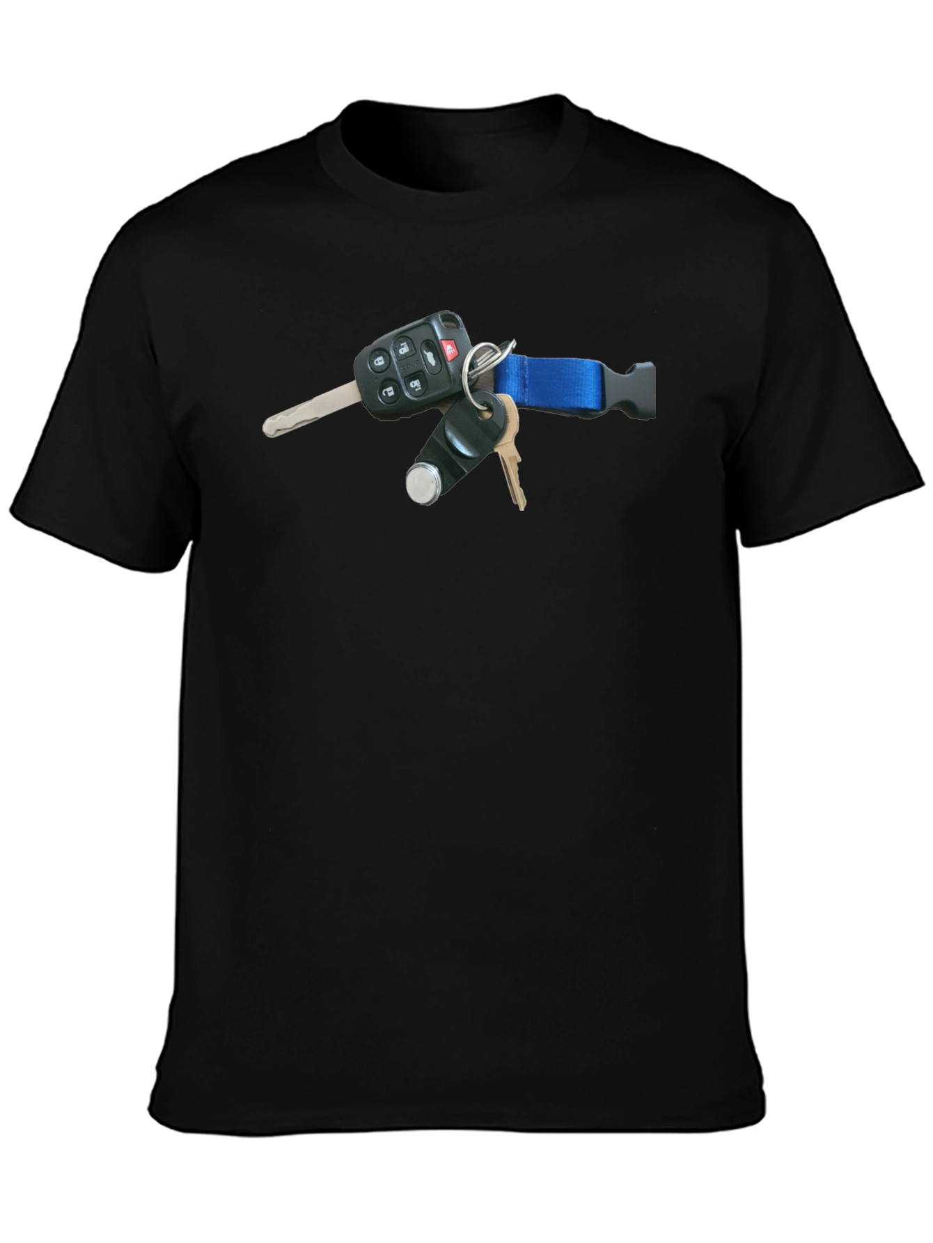 Black T-Shirt with Keys Design