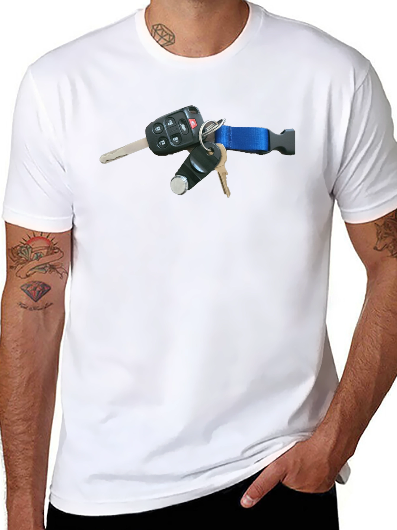 Black T-Shirt with Keys Design
