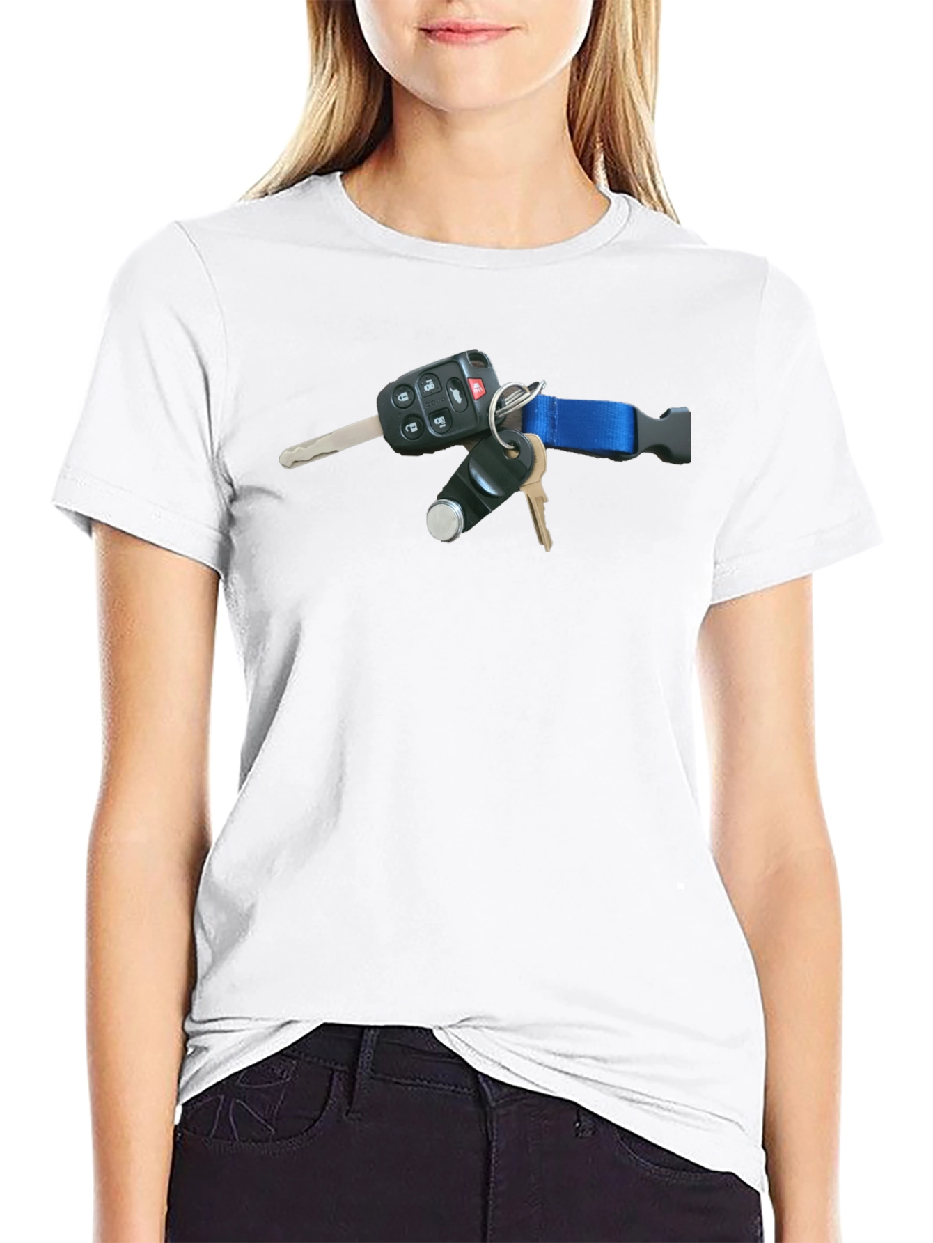 Black T-Shirt with Keys Design