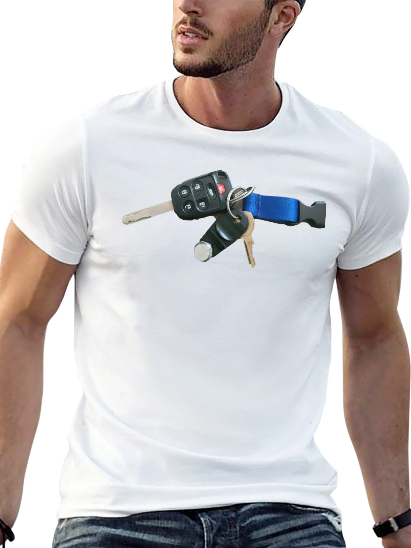 Black T-Shirt with Keys Design