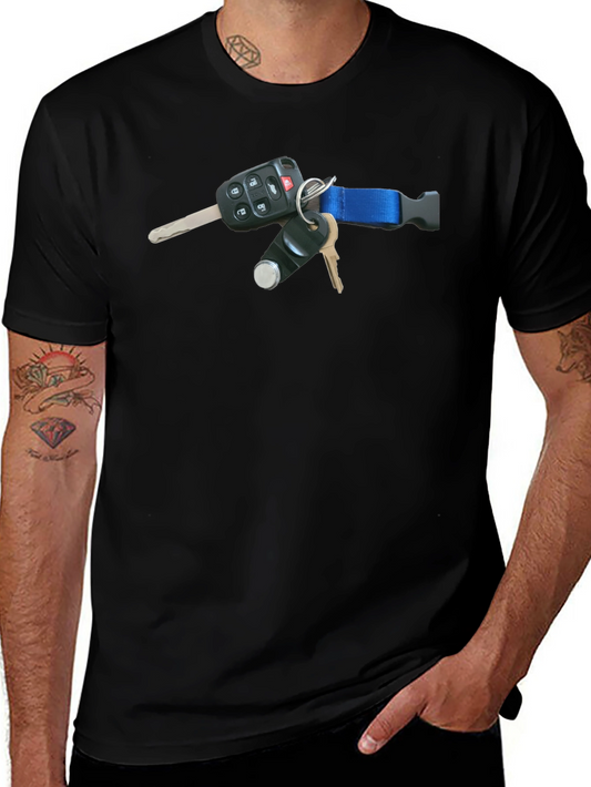 Black T-Shirt with Keys Design