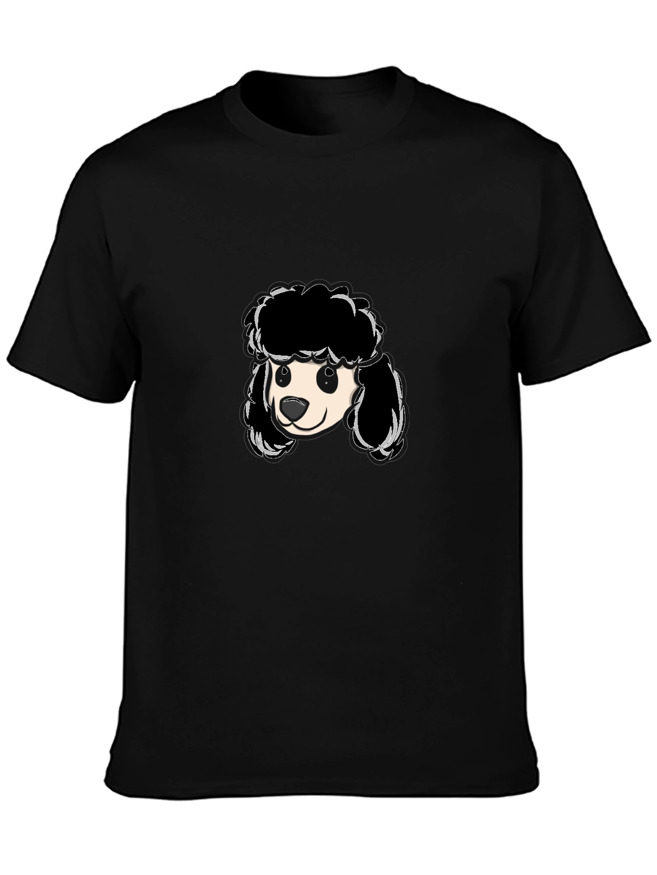 Poodle Graphic T-Shirt - Black Crew Neck