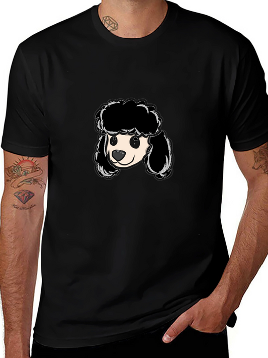 Poodle Graphic T-Shirt - Black Crew Neck