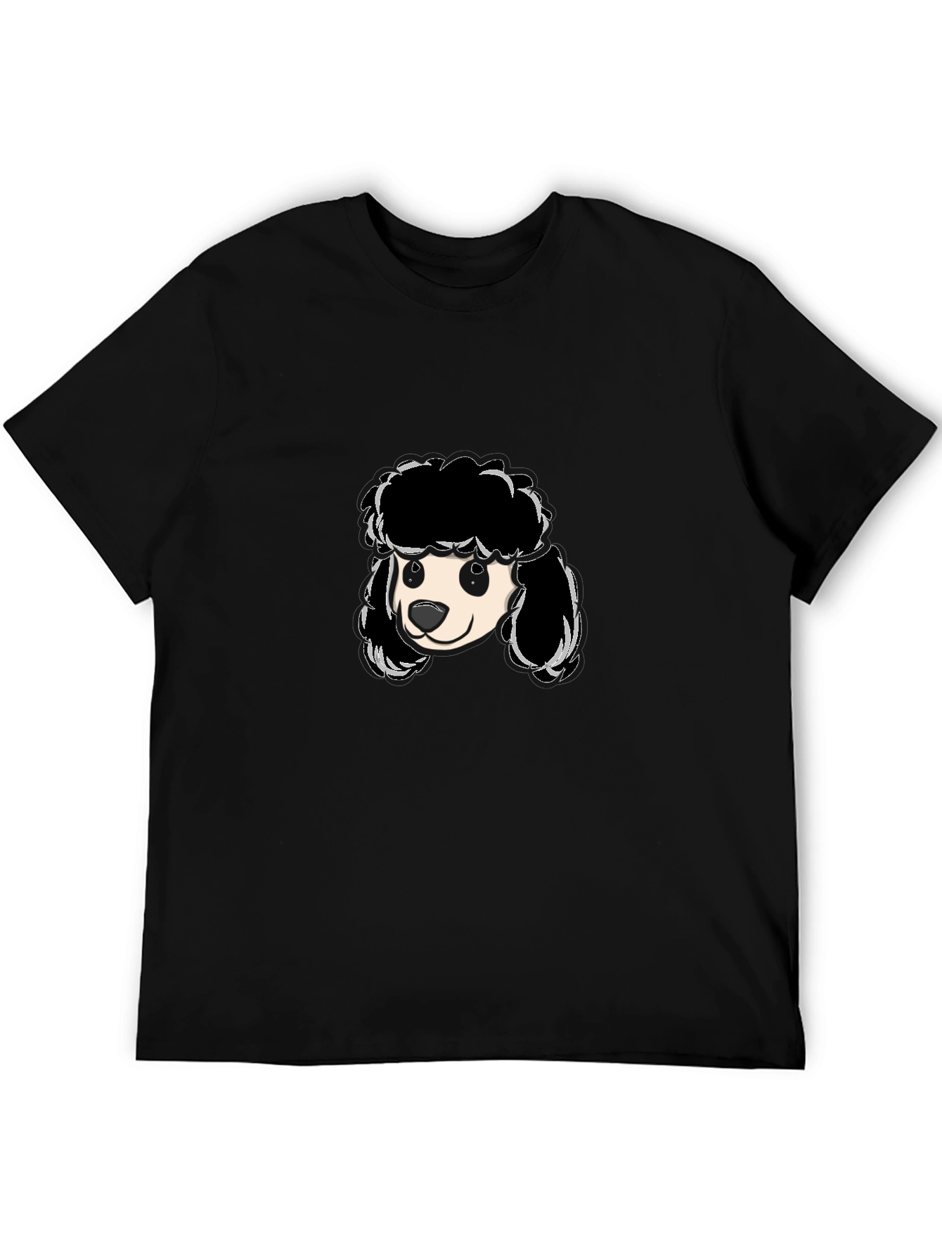 Poodle Graphic T-Shirt - Black Crew Neck