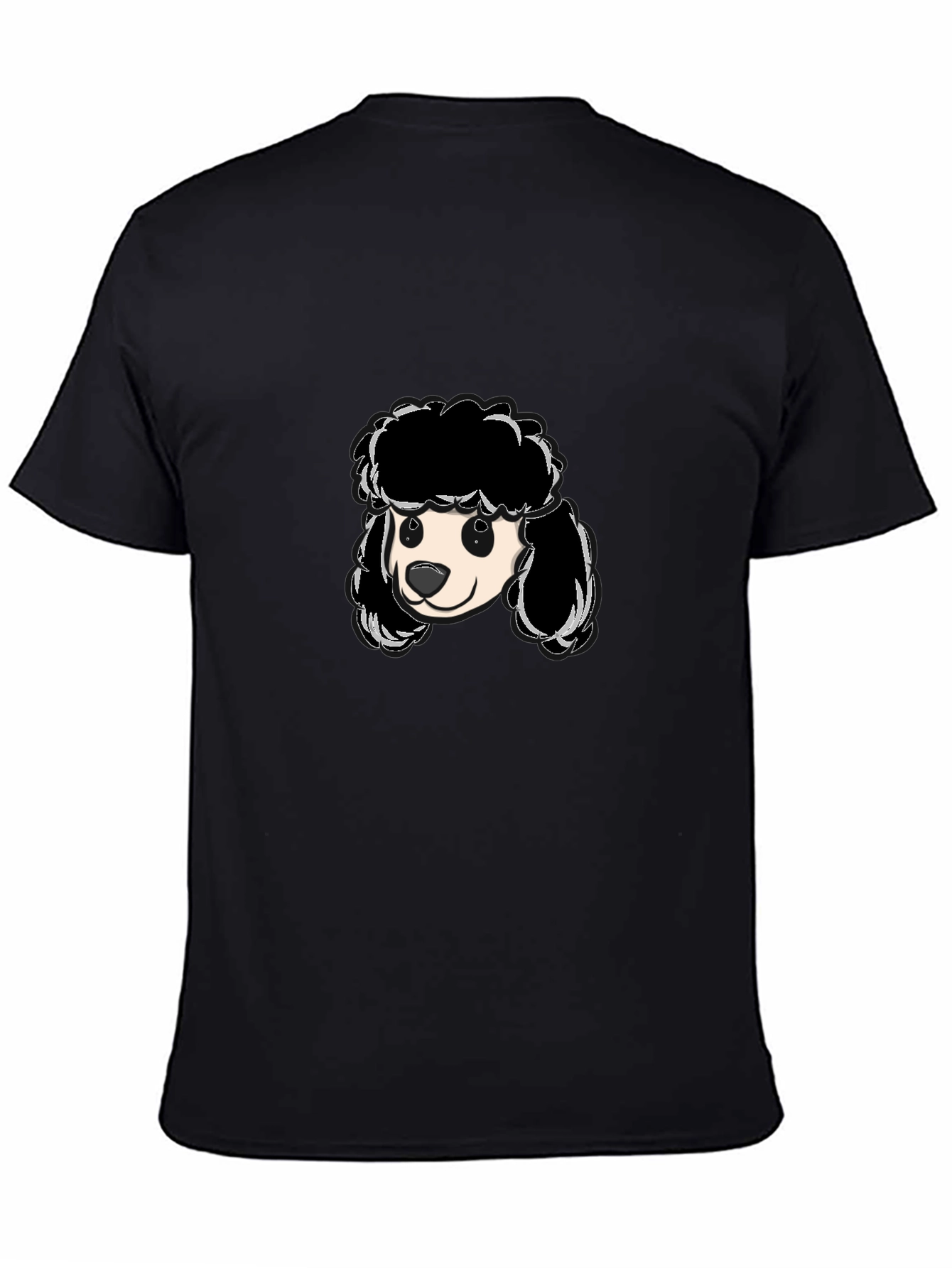 Poodle Graphic T-Shirt - Black Crew Neck