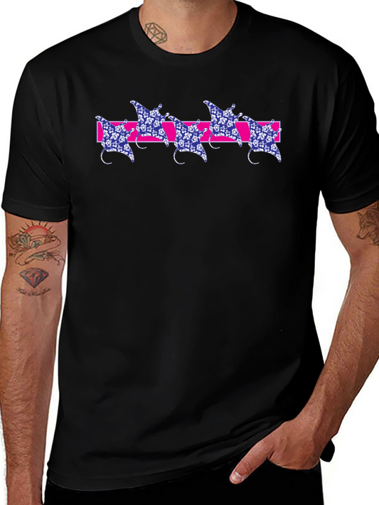 Floral Manta Ray Graphic Tee - Mens Black T-Shirt