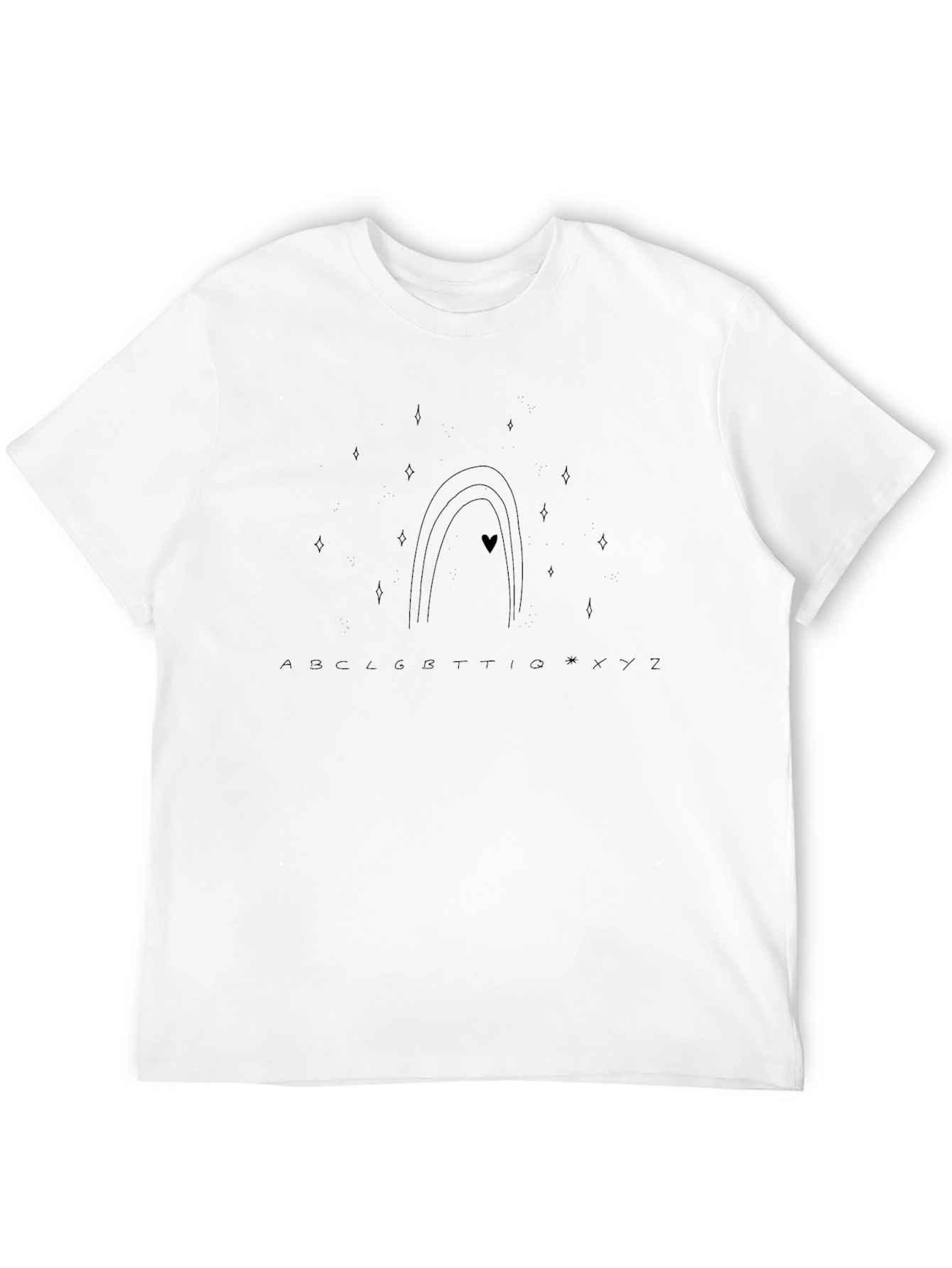 Minimalist Rainbow Heart Graphic Black Tee