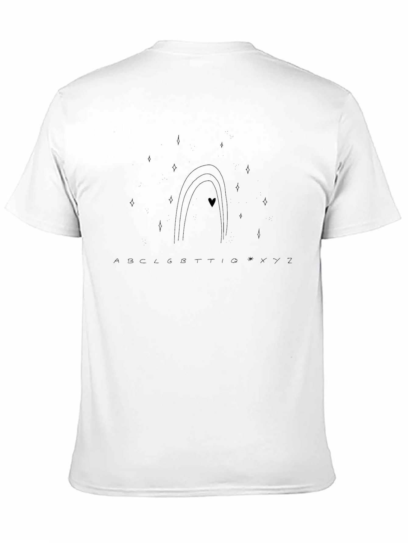 Minimalist Rainbow Heart Graphic Black Tee