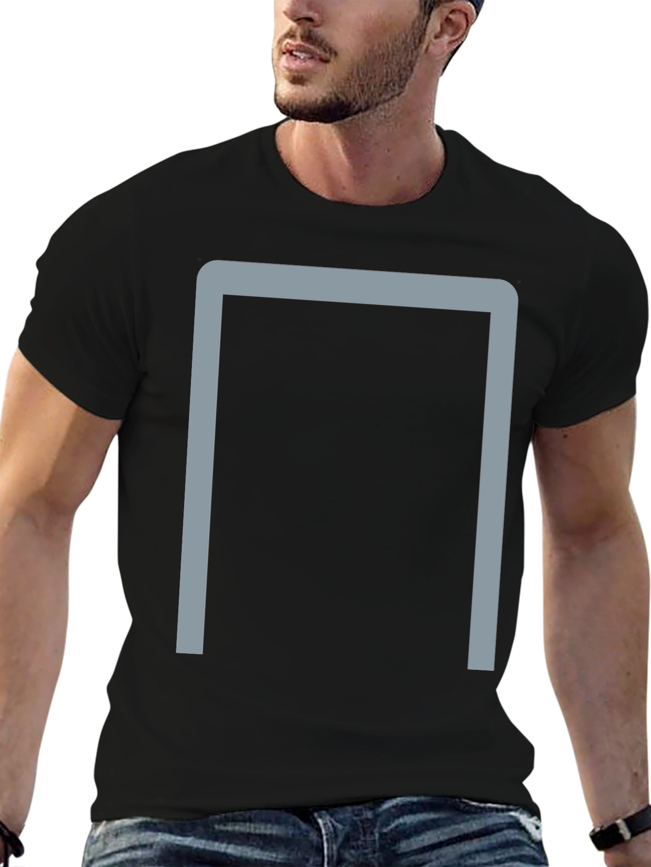 Minimalist Grey Frame Black Tee