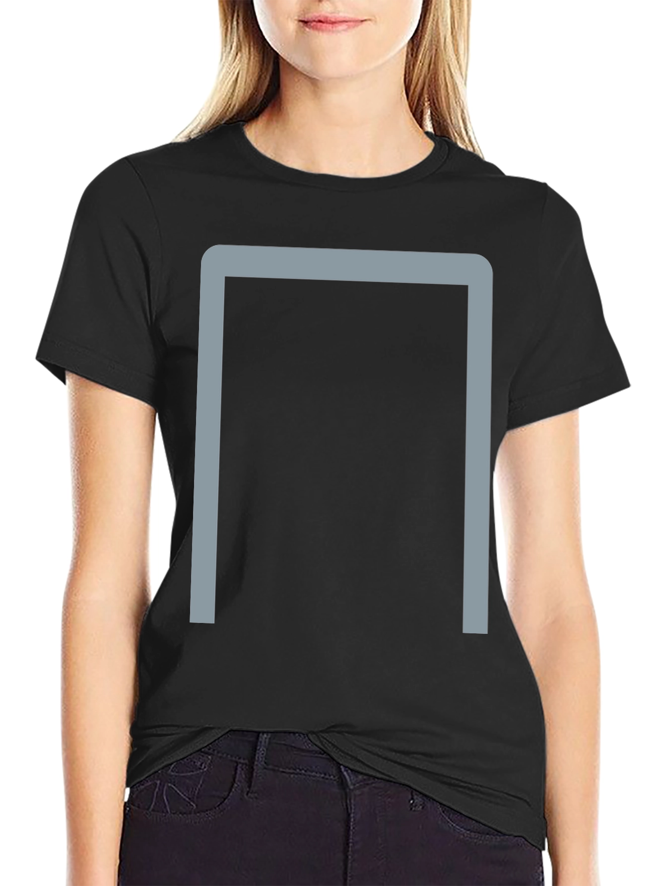 Minimalist Grey Frame Black Tee