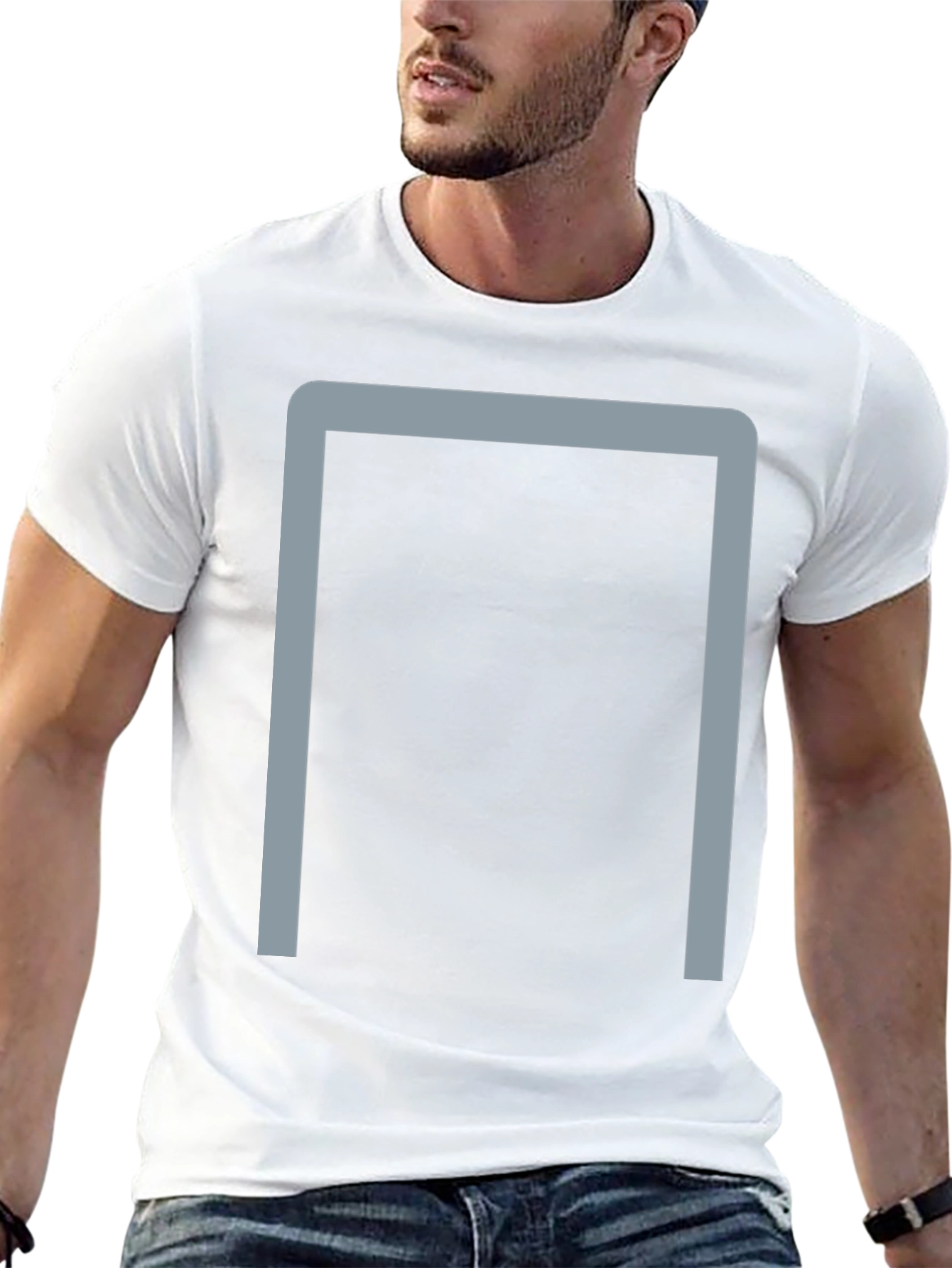 Minimalist Grey Frame Black Tee