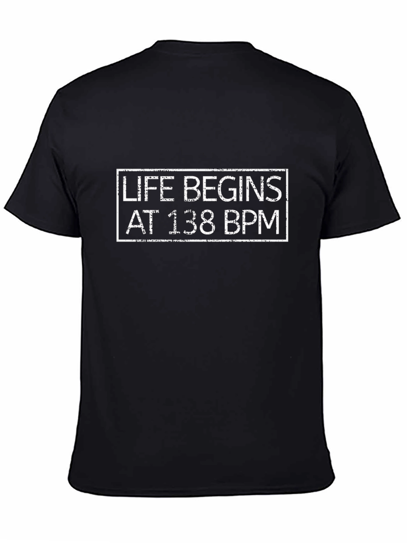 Life Begins at 138 BPM Black Graphic T-Shirt