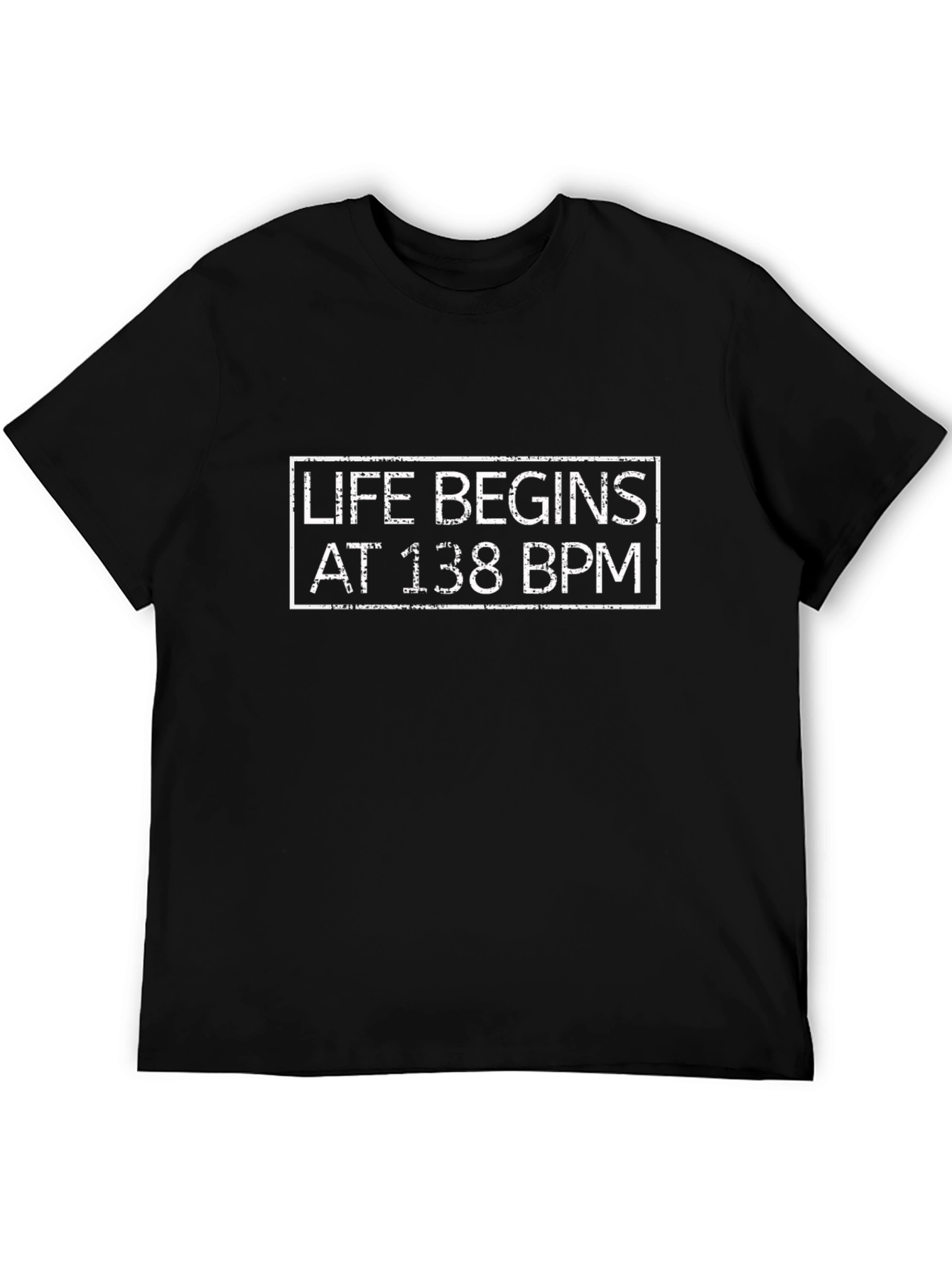 Life Begins at 138 BPM Black Graphic T-Shirt