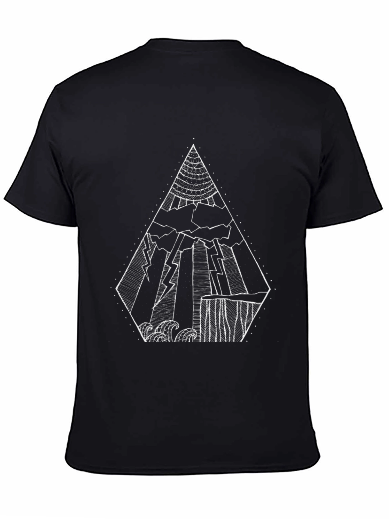 Abstract Mountain Range Graphic Tee - Black