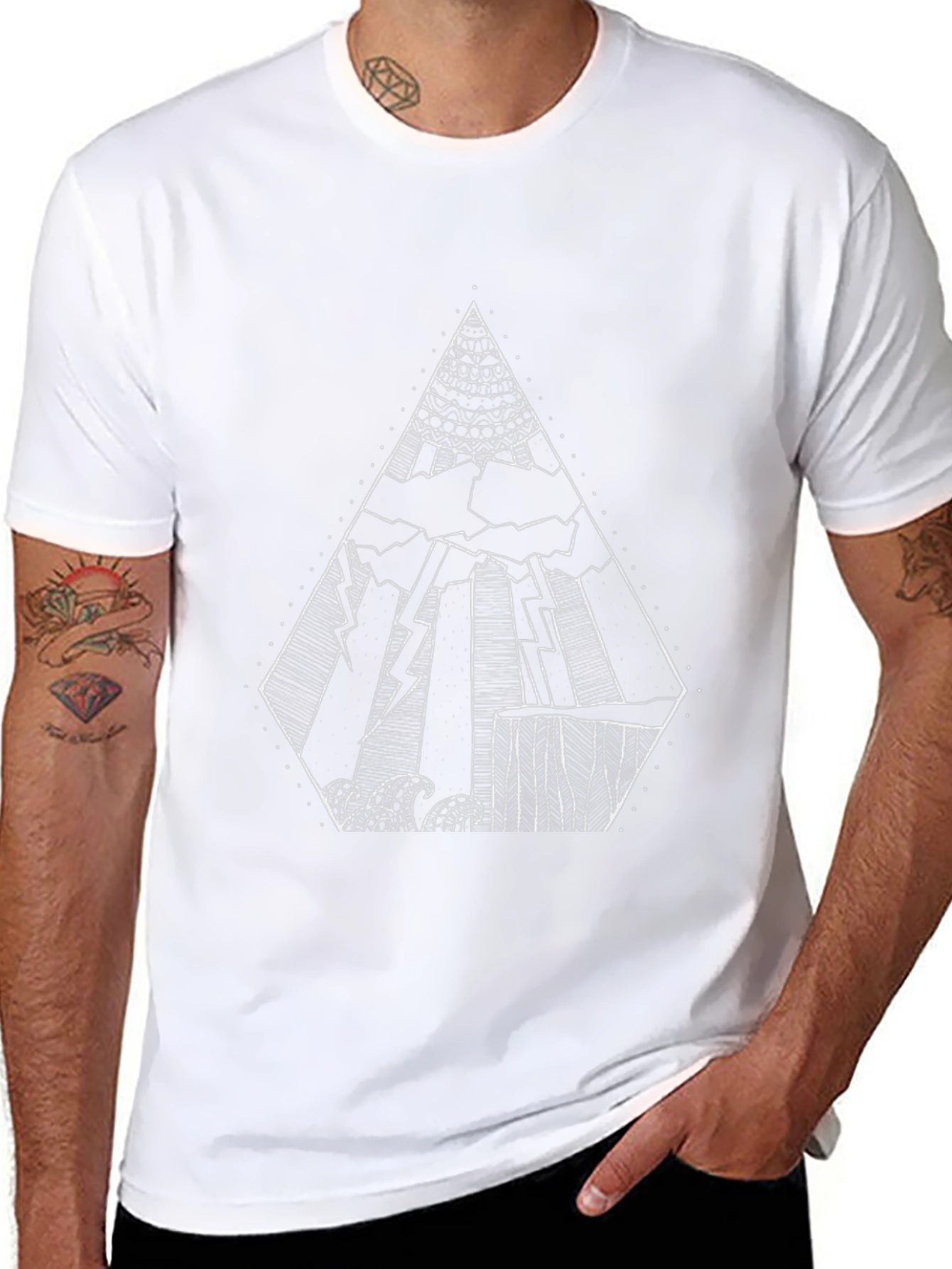 Abstract Mountain Range Graphic Tee - Black