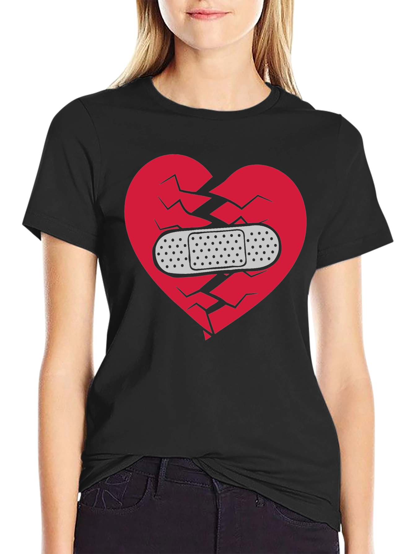 Broken Heart Healed T-Shirt - Mens Black Graphic Tee